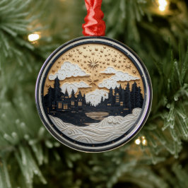 Elegant svart och guld vinterby ornament