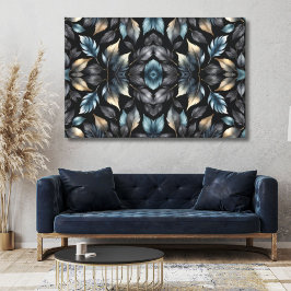 Elegant svart och guldlöv tryck på canvas