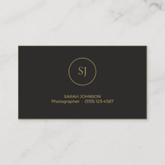 Elegant svart och guldmonogram visitkort