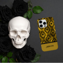 Elegant svart och guldskalle gotisk Halloween Sams