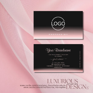 Elegant svart och Ljus rosa övertoning med Logoty Visitkort