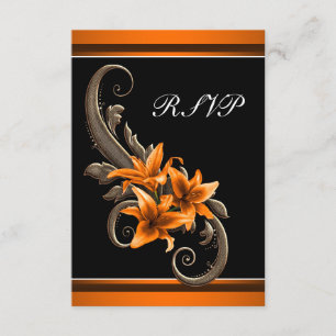 Elegant svart och orange asiatisk lilja bröllop OSA kort