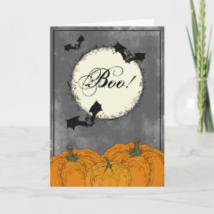 Elegant svart och orange Halloween Kort