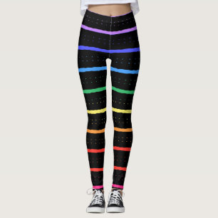 Elegant svart och regnbågsfärger leggings