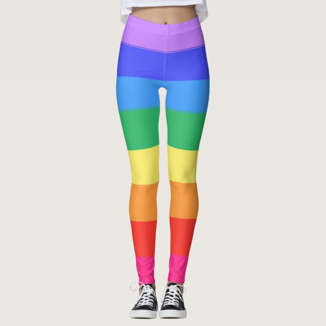 Elegant svart och regnbågsfärger leggings (Framsida)