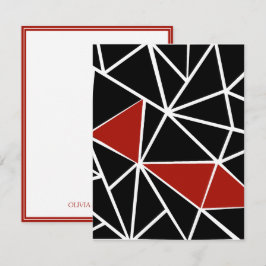 Elegant svart och röd geometrisk mönster anteckningskort