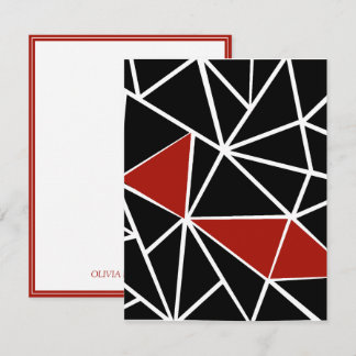 Elegant svart och röd geometrisk mönster anteckningskort