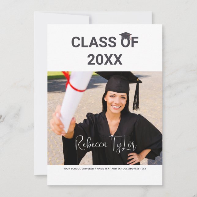 Elegant svart och röd typografi fotoinbjudan inbjudningar (Framsida)