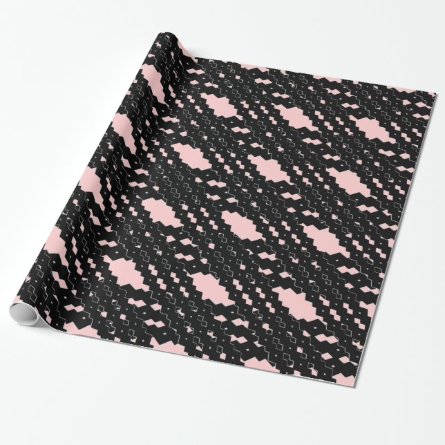 Elegant svart och rosa luftig design presentpapper (Utrullad)