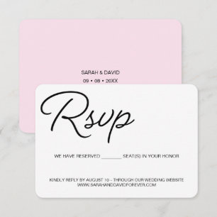 Elegant svart och rosa RSVP vigsel bröllopsstol re OSA Kort