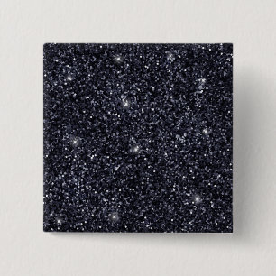 Elegant svart och silver glitter gnistrande bröllo knapp