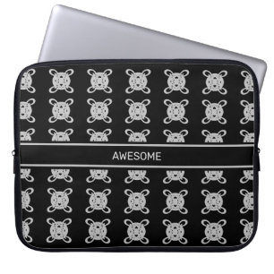 Elegant svart och silvergrå cirkelmönster laptop fodral