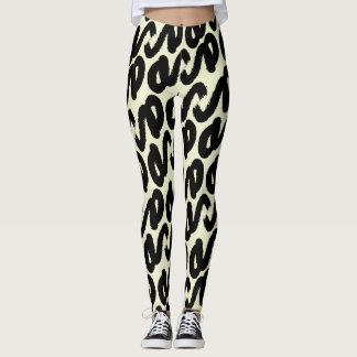 Elegant svart och vit abstrakt mönster leggings