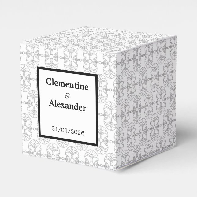 Elegant svart och vit Art Deco-stil Presentaskar (Framsidan Sidan)