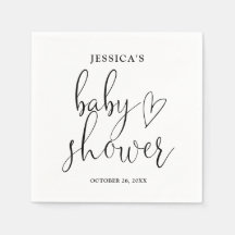 Elegant svart och vit baby shower med skrivstil