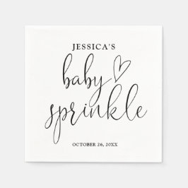 Elegant svart och vit baby sprinkle-babyshower pappersservett