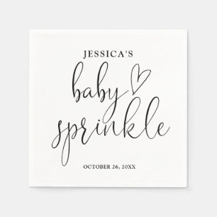 Elegant svart och vit baby sprinkle-babyshower pappersservett
