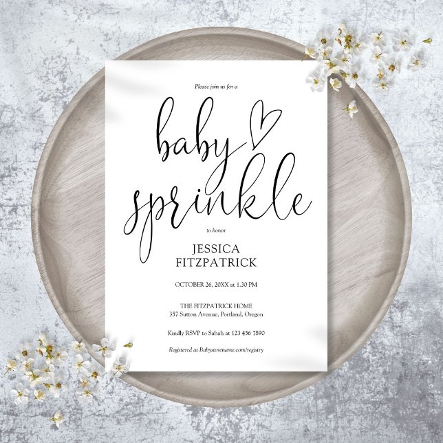 Elegant svart och vit baby sprinkle shower inbjudningar (Elegant Black And White Baby Sprinkle Shower Invitation)