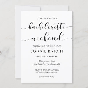 Elegant svart och vit Bachelorette helg Inbjudningar