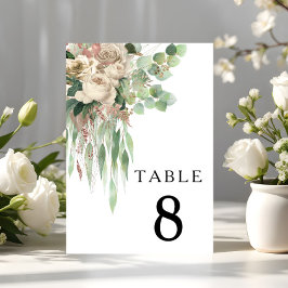 Elegant svart och vit blombröllop bordsnummer