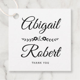 Elegant, svart och vit blomma bröllop gåvor etiketter