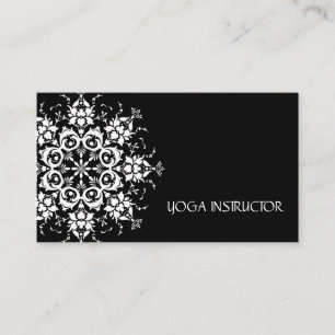 Elegant, svart och vit blomma, Logotyp Yoga Visitkort