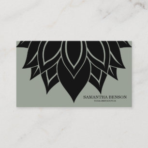 Elegant, svart och vit blomma, Logotyp Yoga Visitkort