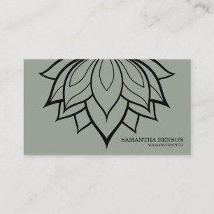 Elegant, svart och vit blomma, Logotyp Yoga Visitkort