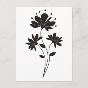 Elegant, svart och vit blomma vykort