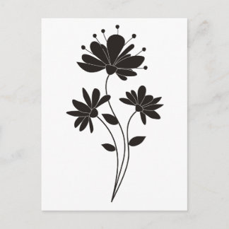 Elegant, svart och vit blomma vykort