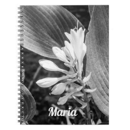 Elegant, svart och vit Blommigt, fotoPersonlig Anteckningsbok