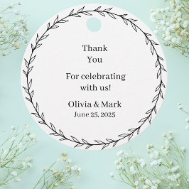 Elegant svart och vit blomsterbröllop gåvor etiketter