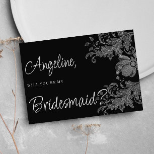Elegant svart och vit blomsterglace Brudtärna Inbjudningar