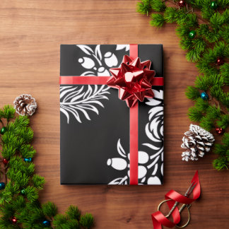 Elegant svart och vit blomsterinpackningspapper presentpapper