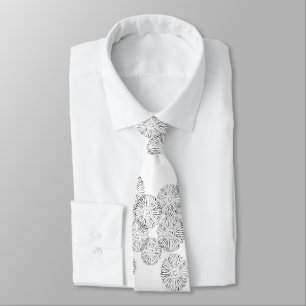 Elegant svart och vit boho chic tusenskönemönster slips