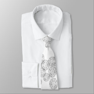Elegant svart och vit boho chic tusenskönemönster slips