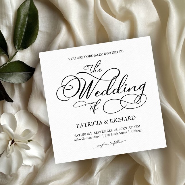 Elegant, svart och vit Bröllop Inbjudningar (Skapare uppladdad)