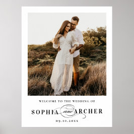 Elegant svart och vit brölloppshälsning skrift poster