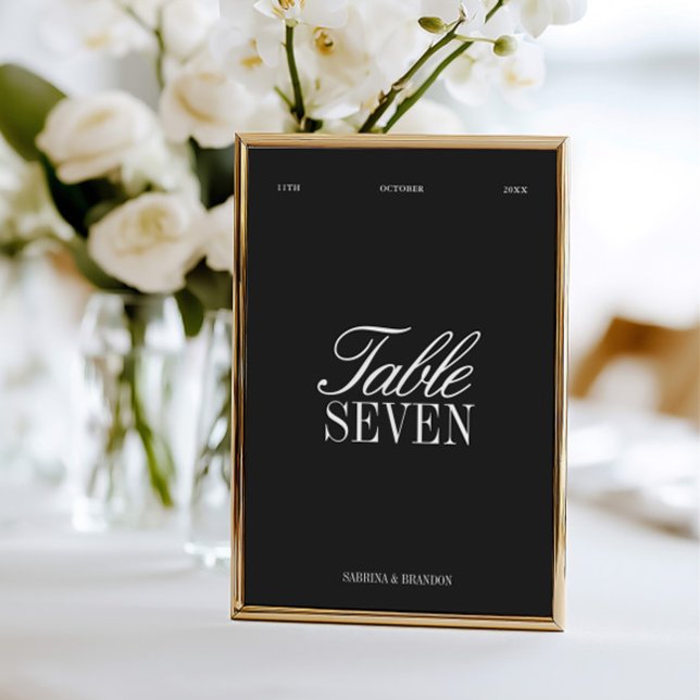 Elegant svart och vit bröllopsbordnummer inbjudningar (Elegant Black & White Wedding Table Number)