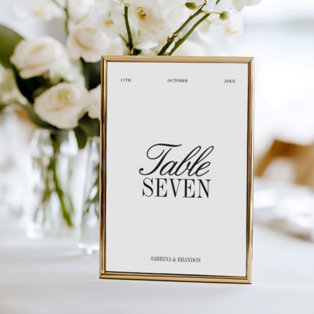 Elegant svart och vit bröllopsbordnummer inbjudningar (Elegant Black & White Wedding Table Number)
