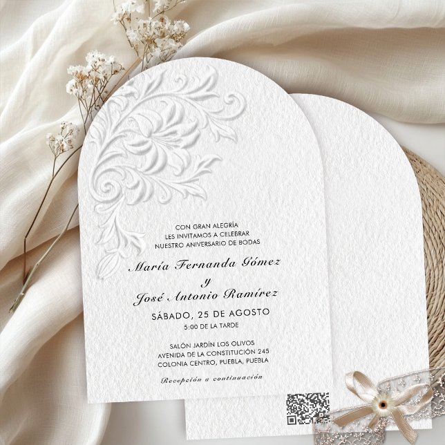 Elegant svart och vit bröllopsjubileum inbjudningar (Skapare uppladdad)