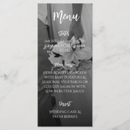 Elegant svart och vit bröllopsmeny meny