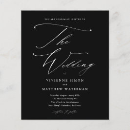 Elegant svart och vit budget bröllopsinbjudan