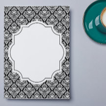 Elegant svart och vit damastduk Blank