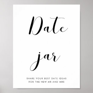 Elegant, svart och vit Datum burk bröllop Poster