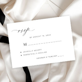 Elegant svart och vit enkel bröllops-RSVP-kort OSA Kort
