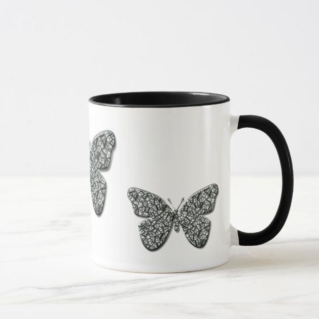 Elegant svart och vit fjäril mugg (Höger)