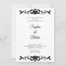 Elegant svart och vit floral Art Deco bröllop