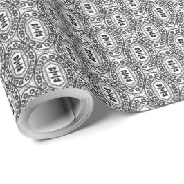Elegant svart och vit folkkonst blommig sömlös mön presentpapper
