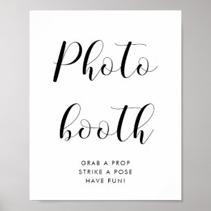 Elegant svart och vit fotobås bröllopsskylt poster